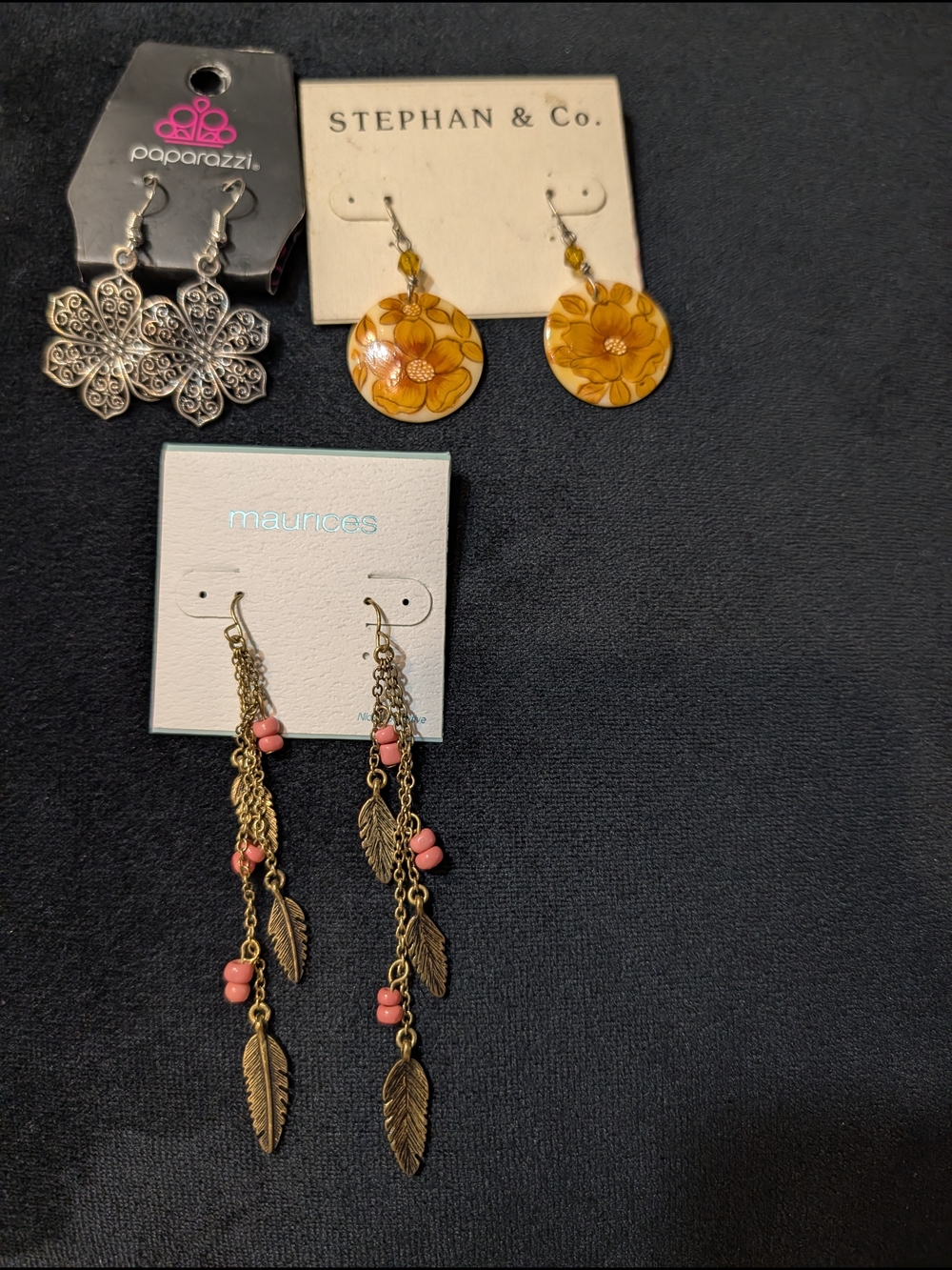 Paparazzi Stephan & Co Maurices Women’s Mixed Lot 3 Pairs Multicolor Earrings
